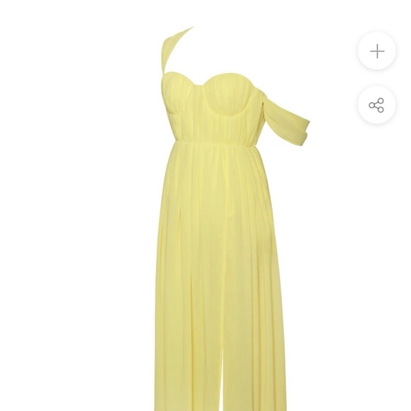 Miss Circle Elegant Chiffon Yellow Evening Gown - Picture 4 of 5